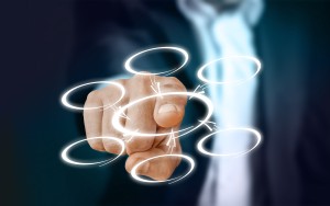 POV of hand touching screen